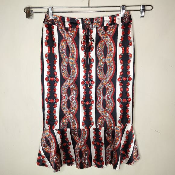 Purificacion Garcia Silk Floral Skirt Flounce Hem Made in Spain - Picture 1 of 12
